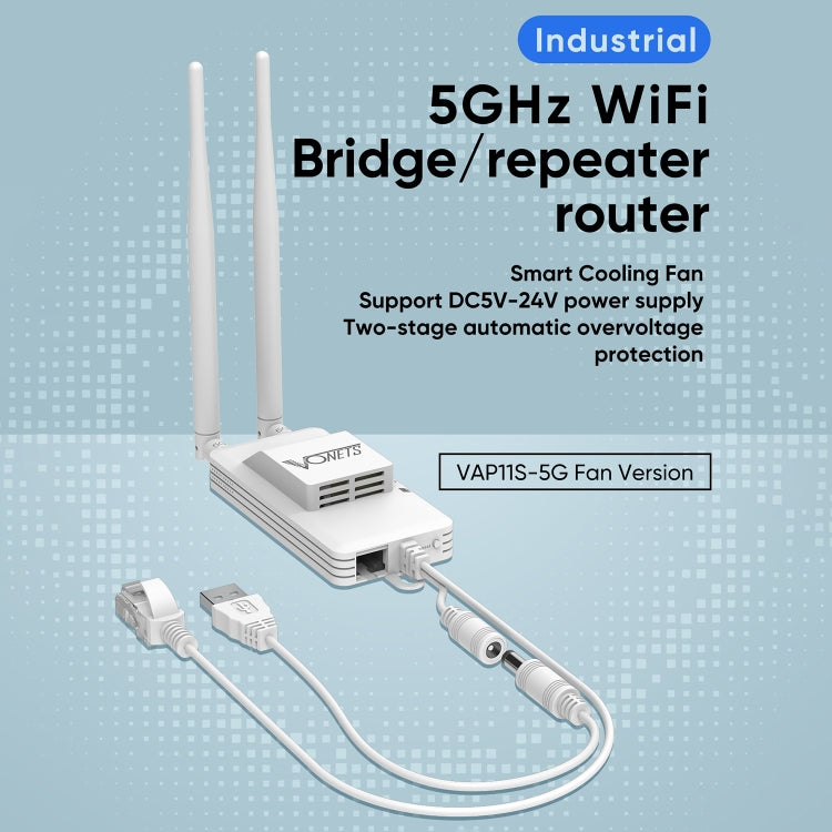 VONETS VAP11S-5G Mini Wireless Bridge 900Mbp WiFi Repeater with 2 Antennas & Fan VONETS VAP11S-5G Mini Wireless Bridge 900Mbp WiFi Repeater with 2 Antennas & Fan